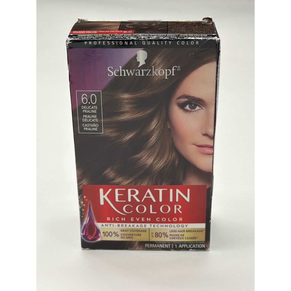 Schwarzkopf Keratin Color Permanent Hair Dye 6.0‎ Delicate Praline Brown